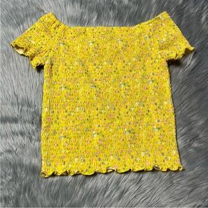 Art Class Target Yellow Floral Smocked Girls Top Size Large 10/12